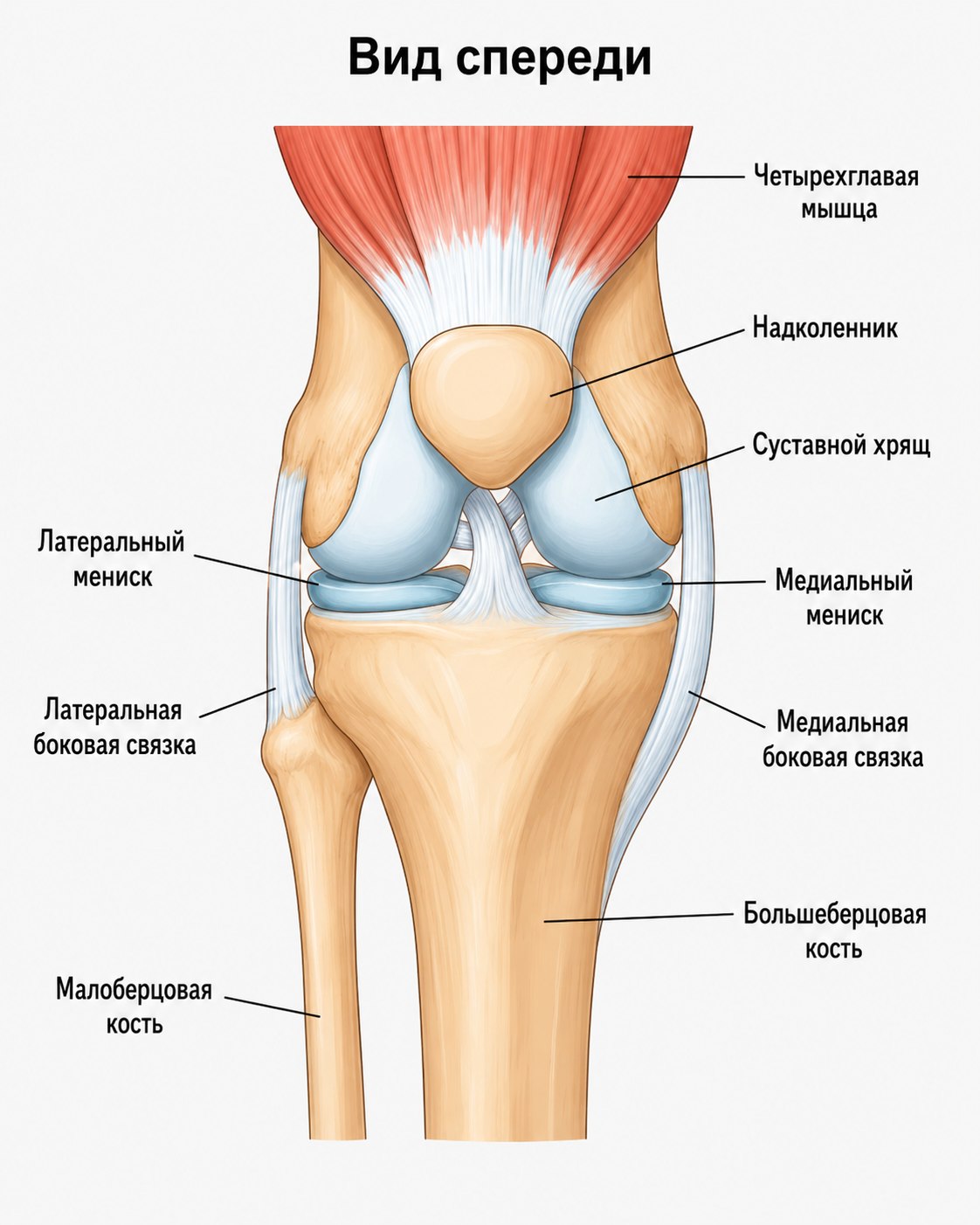 Коленный сустав — вид спереди